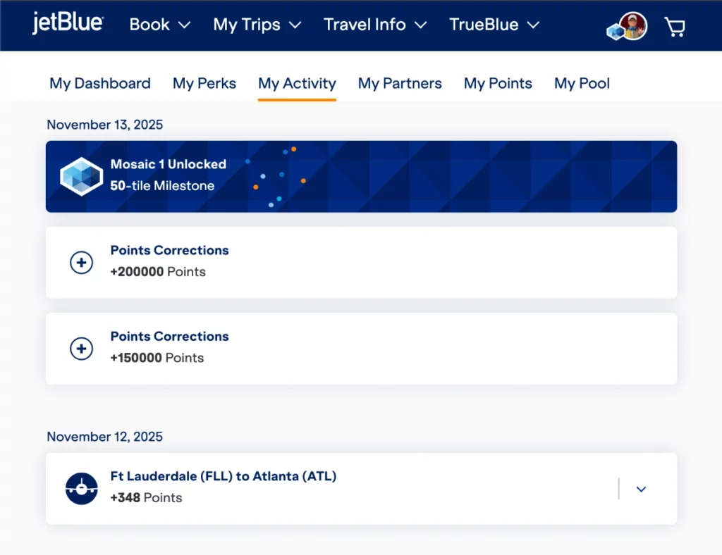 Jetblue 25 for 25 達成と反映