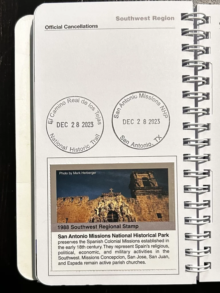 National Park Cancellation Stamps - San Antonio Missions